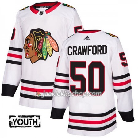 Lapsille NHL Chicago Blackhawks Pelipaita Corey Crawford 50 Adidas 2017-2018 Valkoinen Authentic